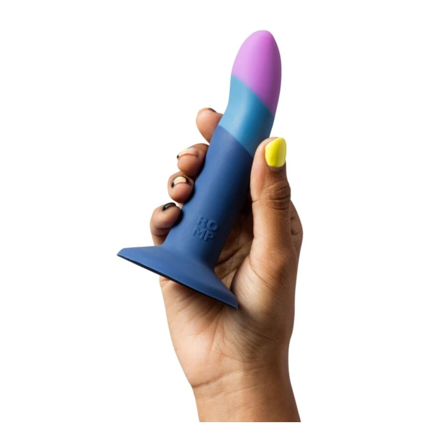 ROMP - DILDO IN SILICONE PICCOLO CON VENTOSA TRICOLORE 14 CM